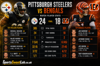 pittsburgh steelers vs bengals match player stats