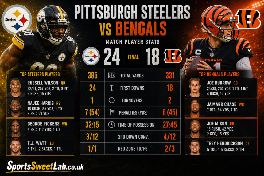 pittsburgh steelers vs bengals match player stats